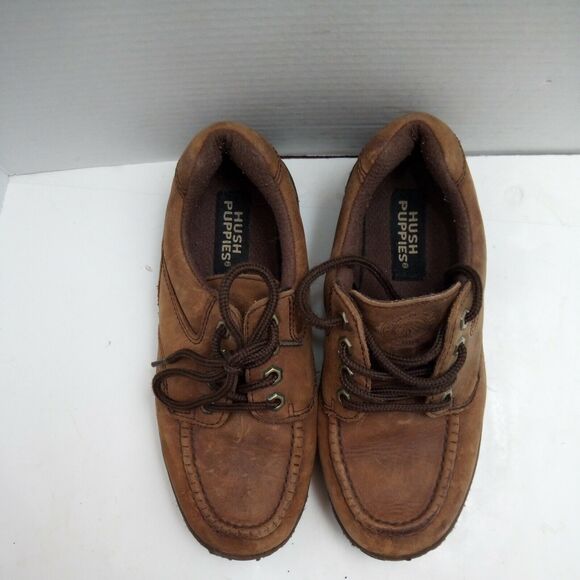 Men\'s Brown Leather Hush Puppies Lace Up Casual Walking Shoe US 6 M